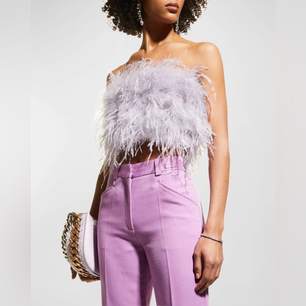 BRAND NWT LA MARQUE “ZAINA” Ostrich Feather Bustier in Lavender 🌟 Size XL